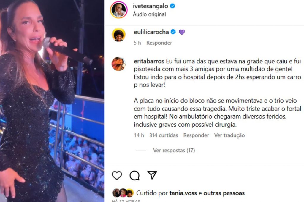 Post de fã falando do acidente com trio de Ivete Sangalo