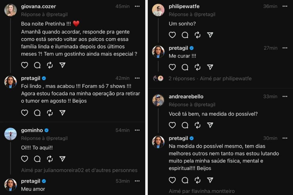 Preta Gil respondeu os fãs nas redes sociais