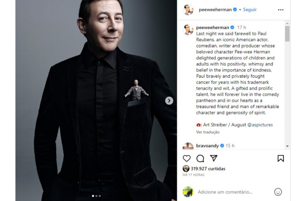 Comunicado da morte de Paul Reubens