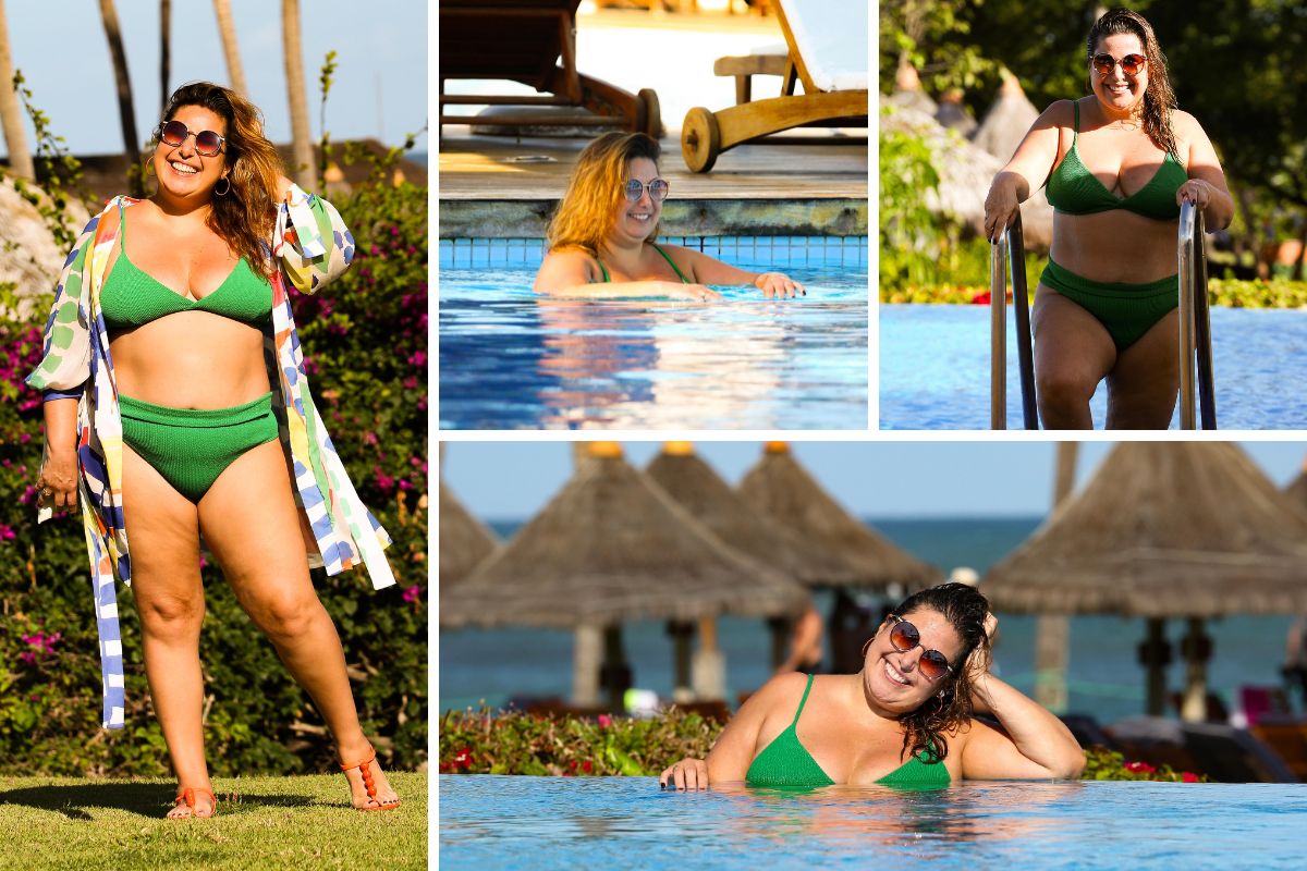Mariana Xavier em piscina de hotel na Bahia