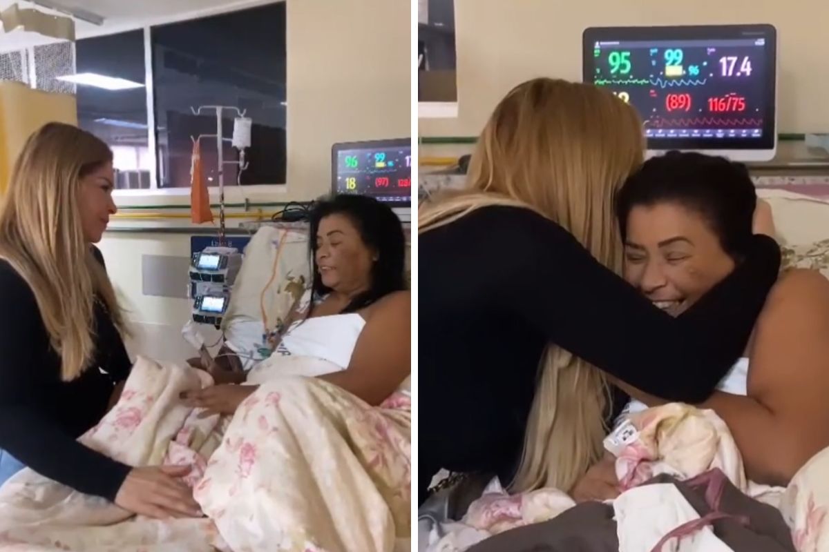 MC Katia recebe o carinho de Veronica Costa em hospital