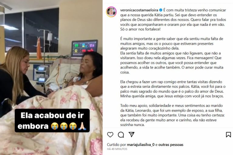 MC Katia chegou a pedir ajuda para pagar seu tratamento e, segundo Veronica Costa, estava triste por não ter ligações nem visita de amigos