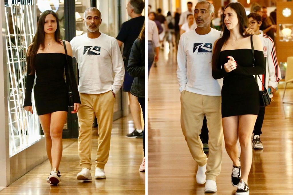 Romário e namorada em shopping na Barra da Tijuca