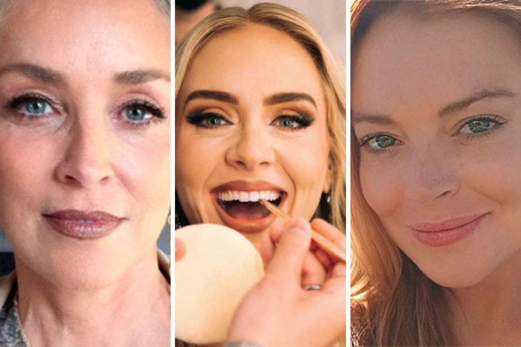 Fotomontagem com Sharon Stone, Adele e Lindsay Lohan