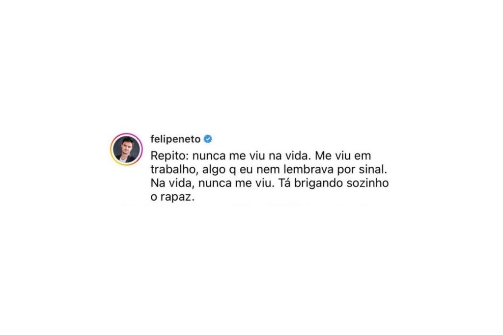 Felipe Neto critica Jon Vlogs por chamar filho de Bolsonaro para festa