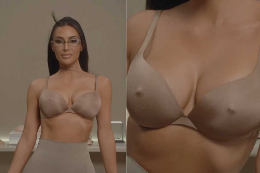 Kim Kardashian apresenta novo sutiã da SKIMS