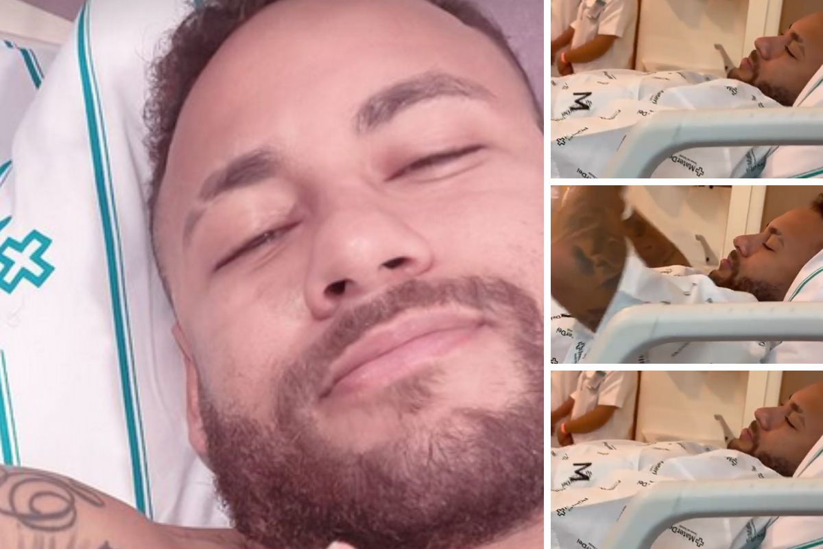 Fotomontagem de Neymar Jr na cama de hospital, após cirurgia