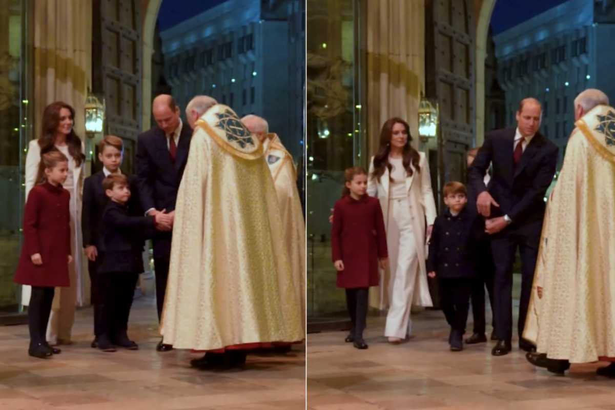 Princesa Kate e Príncipe William chegando a Abadia para noite especial de Natal