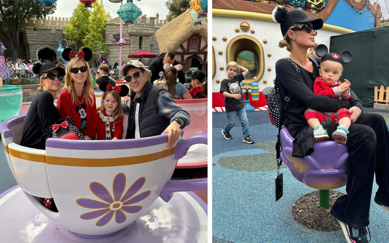 Nicky e Paris Hilton com seus filhos na Disney