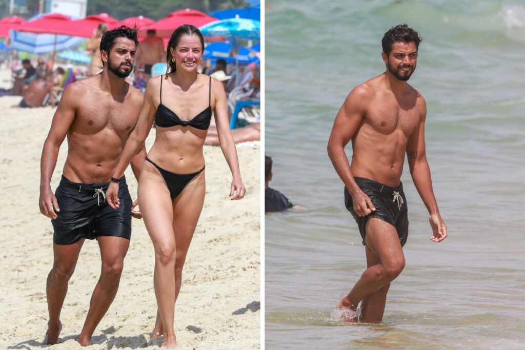 Agatha Moreira curte dia de praia com Rodrigo Simas