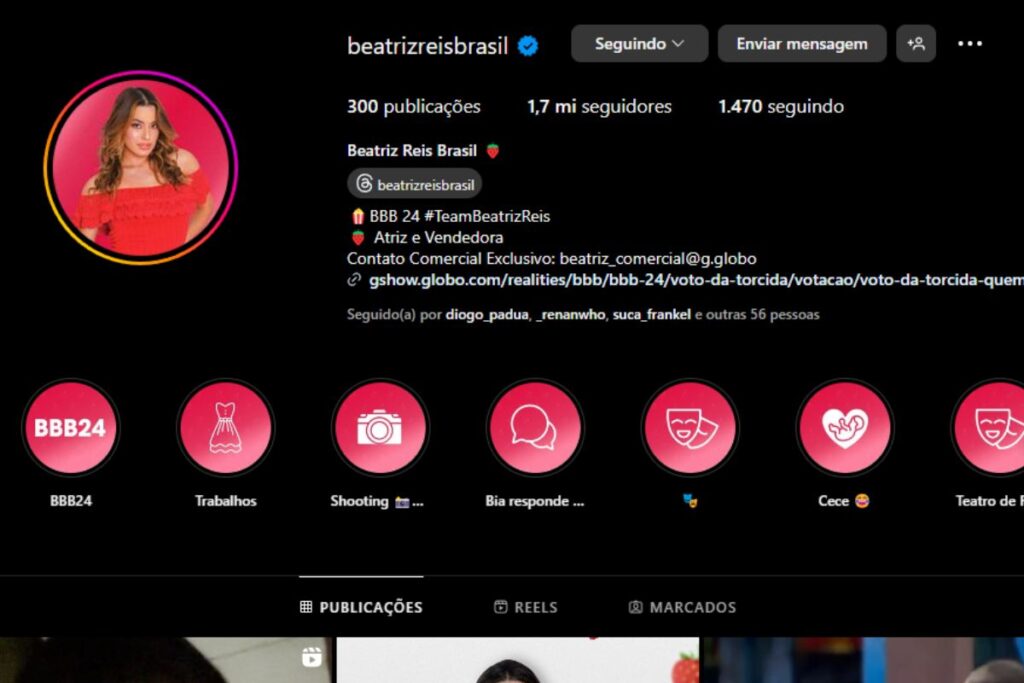 Beatriz e seus quase 2 milhões de seguidores (Reprodução/Instagram)