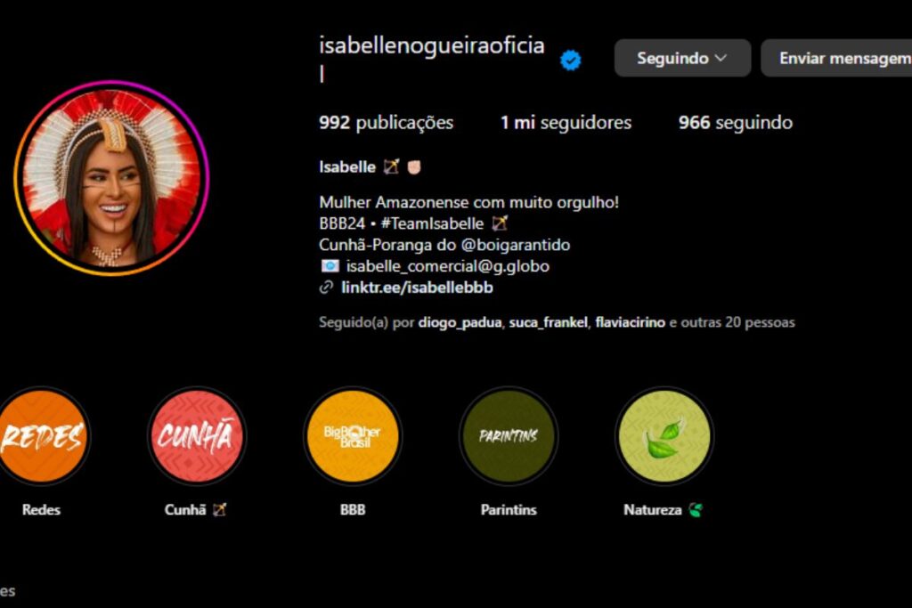 Isabelle foi a terceira pipoca a conquistar um milhão de seguidores (Reprodução/Instagram)