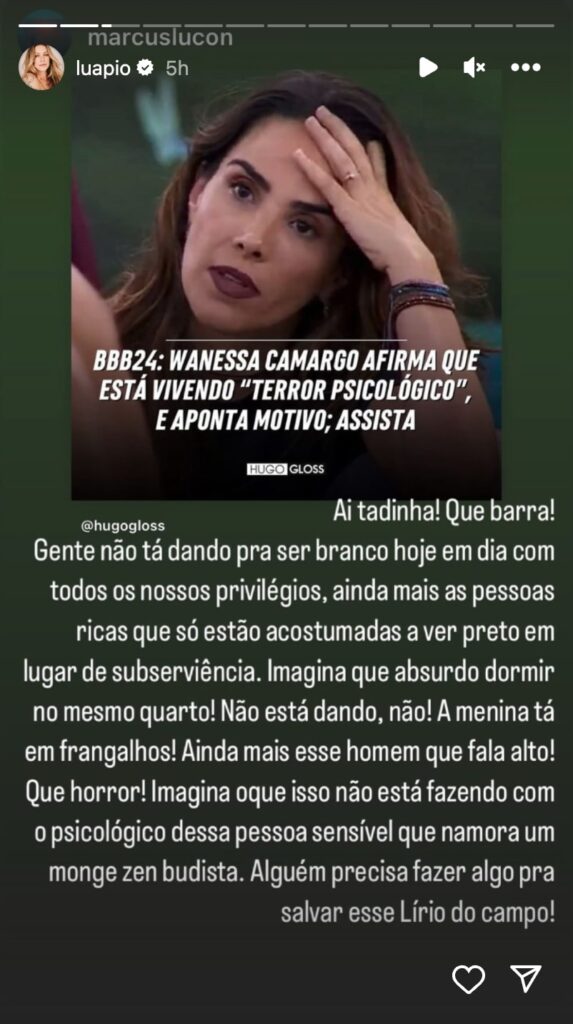 Luana Piovani detona postura de Wanessa no 'BBB 24'