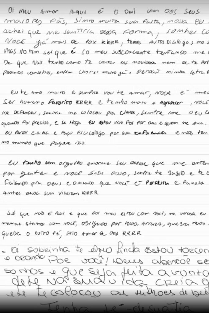 BBB 24 - Carta família de Giovanna