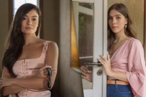 fotomontagem de eliana (sophie charlotte) e buba (gabriela medeiros) em renascer