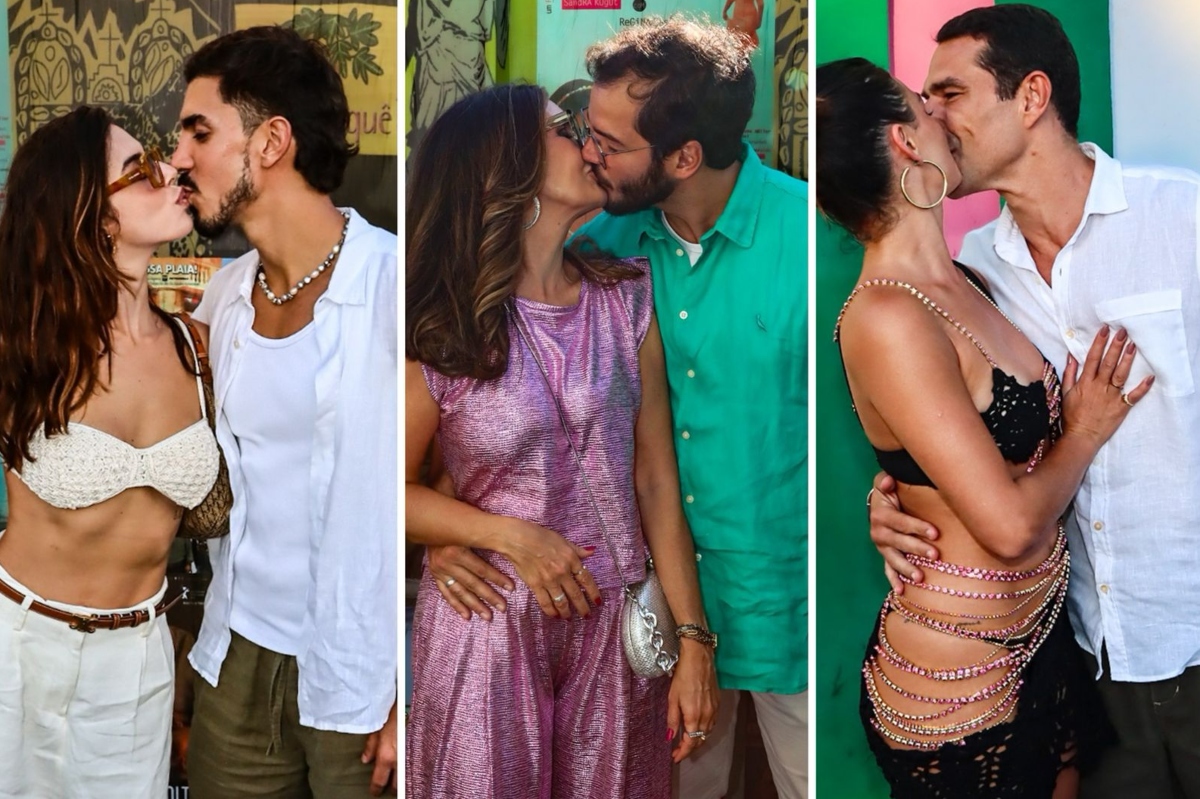 Giovanna Lancellotti e Gabriel Davi, Fátima Bernardes e Túlio Gadêlha, Isis Valverde e Marcos Buaiz se beijando