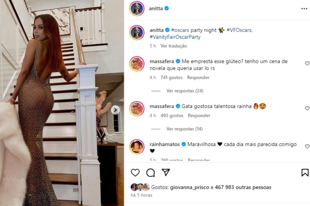 Grazi Massafera elogiou bumbum de Anitta 