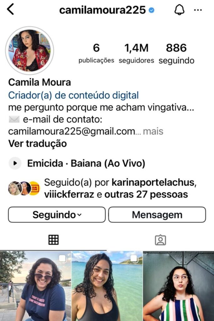 Perfil Instagram Camila Moura 