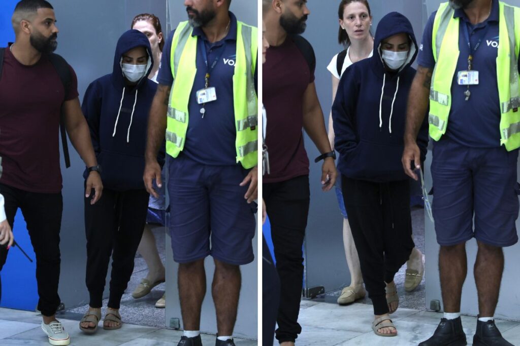 Wanessa Camargo cercada por seguranças em aeroporto