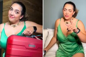 Camila Moura de vestido verde