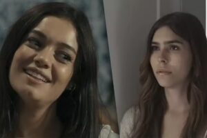 fotomontagem de eliana (sophie charlotte) e buba (gabriela medeiros) em renascer