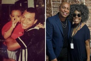 fotomontagem de filho e produtora com anderson molejo