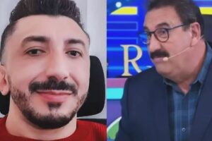 fotomontagem de retratos de agripino magalhães junior e ratinho