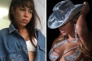 fotomontagem de retratos de flora matos e beyoncé