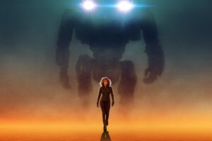 jennifer lopez e robô em pôster do filme atlas, da netflix