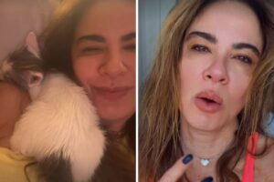 Luciana Gimenez com gata no colo