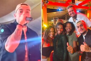 MC Binn cantando e na balada de Suel com Marvilla, Leidy Elin e Lucas Luigi