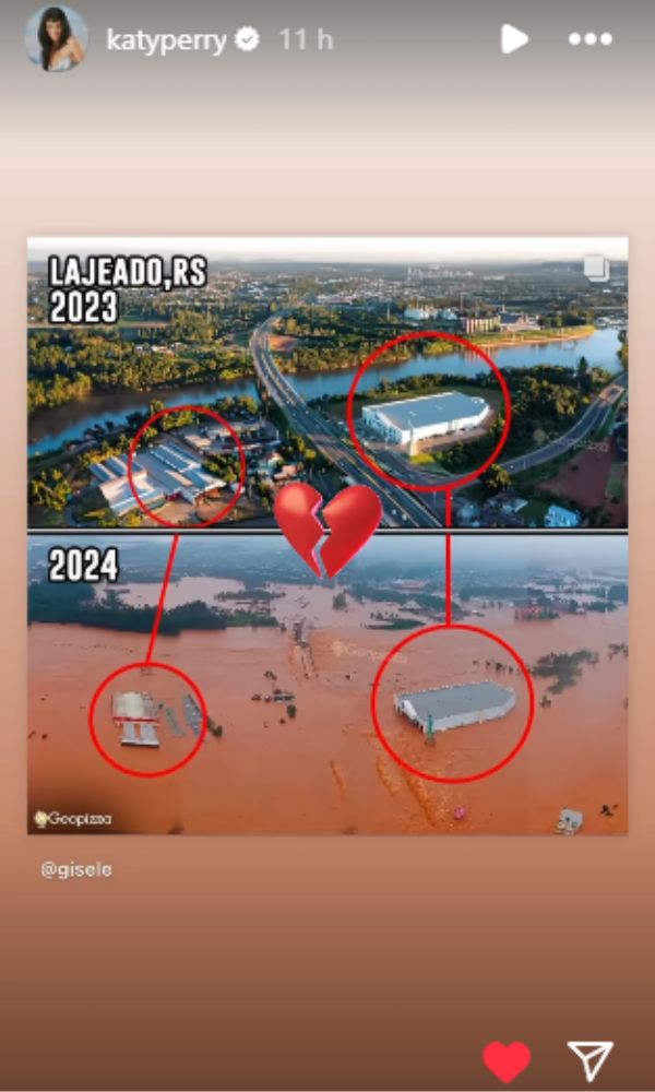 Katy Perry pede ajuda humanitária ao Rio Grande do Sul