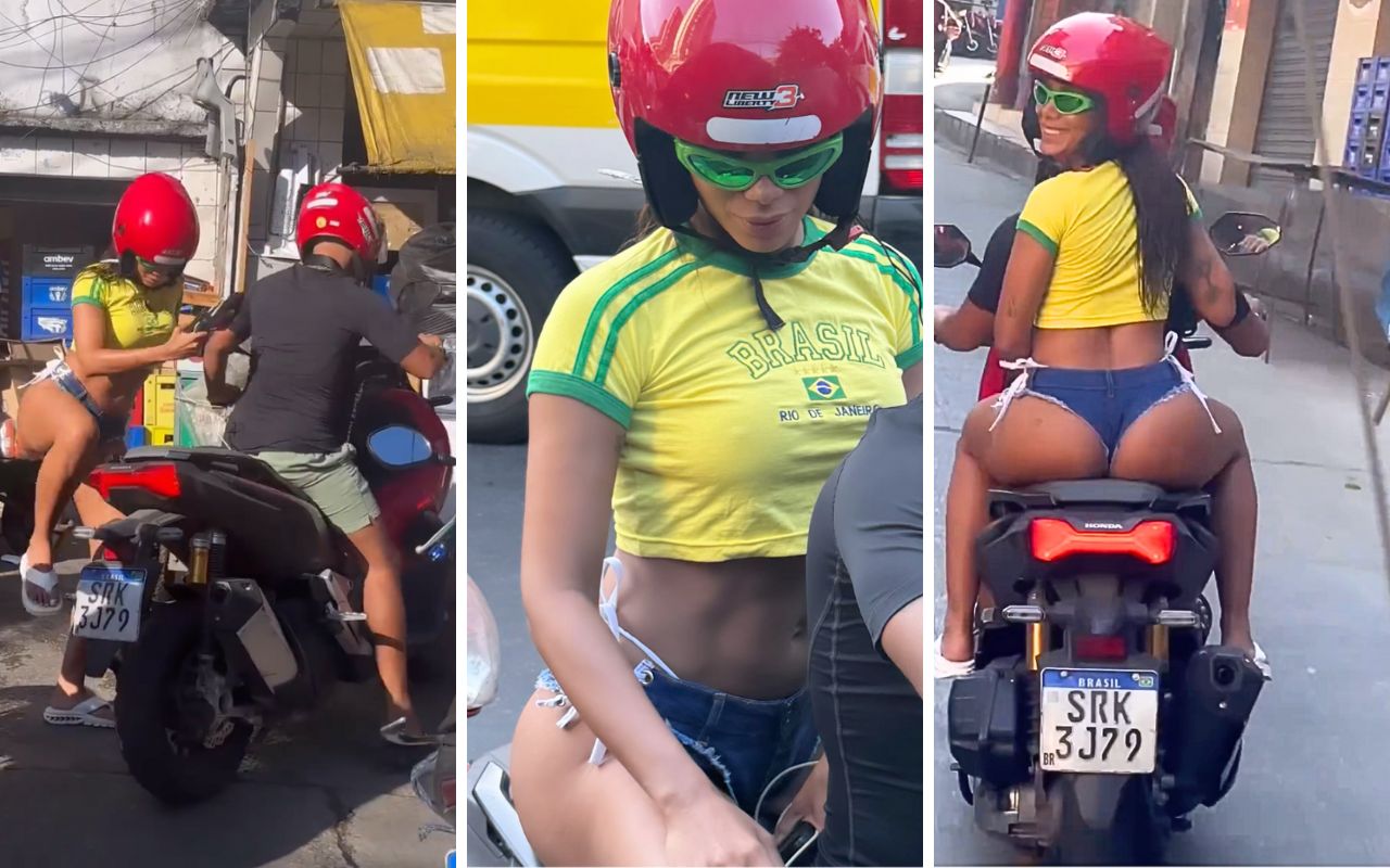 Anitta passeia de moto por favela do Rio de Janeiro