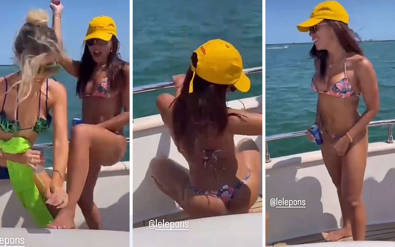 Anitta durante passeio de barco— Foto: Reprodução/Instagram