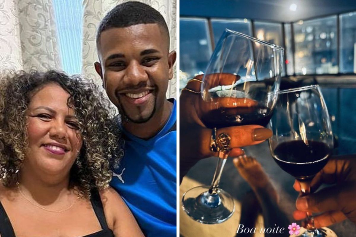 Davi e Mani e foto de brinde com taças de vinho