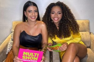 fernanda e pitel com pranchetinhas do multishow