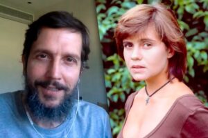 fotomontagemd e vladimir brichta no podcats papo e novela e adriana esteves como mariana em renascer