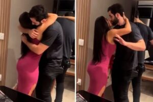 Isabelle e Matteus abraçados