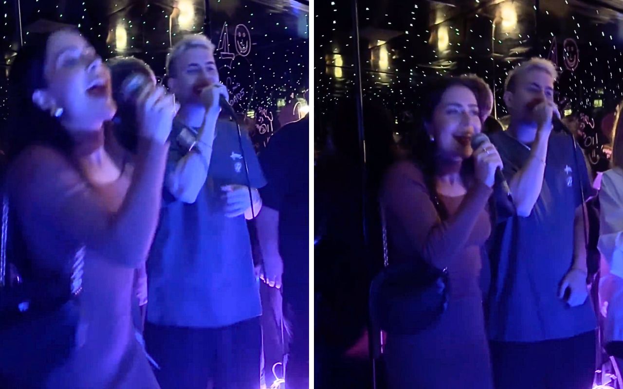Jade e Léo Picon cantando em karaokê – Foto: Reprodução Instagram