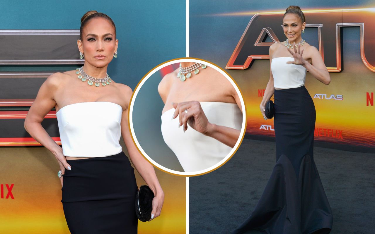 Jennifer Lopez usa aliança de casada na rpé-estreia de seu filme "Atlas"