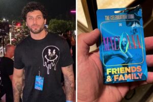 Jesus Luz com credencial para o show de Madonna