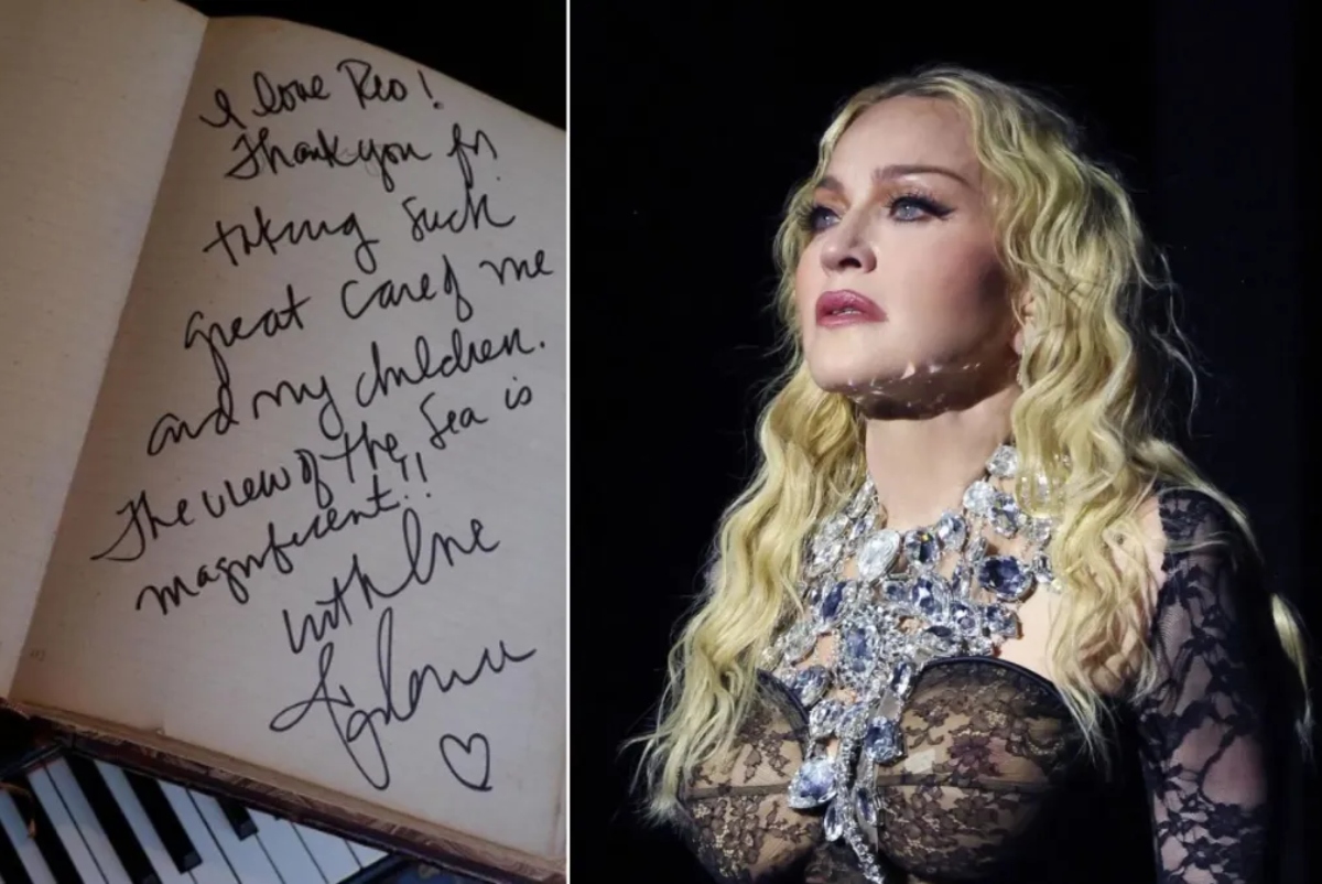 Madonna assina livro de Ouro do Copacabana Palace
