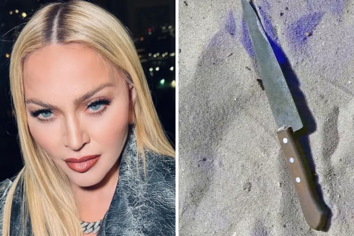 Madonna e faca encontrada na areia de Copacabana