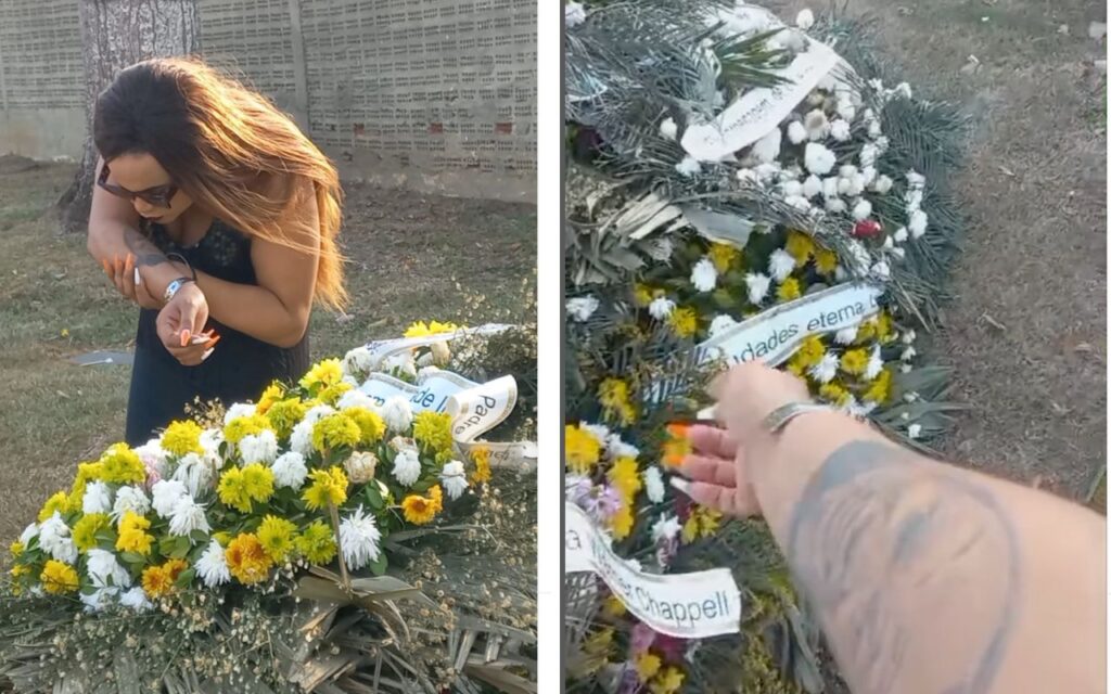 MC May visita túmulo de Anderson Leonardo – Foto: Reprodução Instagram