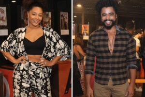 Juliana Alves e Diogo Almeida na estreia do monólogo de Luana Xavier