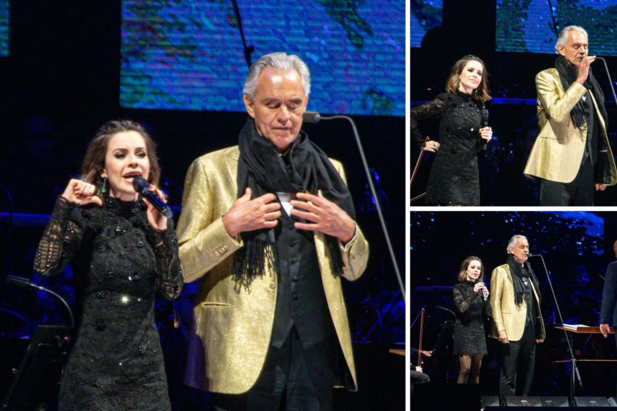 Sandy divide o palco com Andrea Bocelli