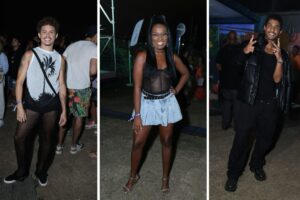 Silvero Pereira, Leidy Elin e Juan Paiva no evento Capital do Samba