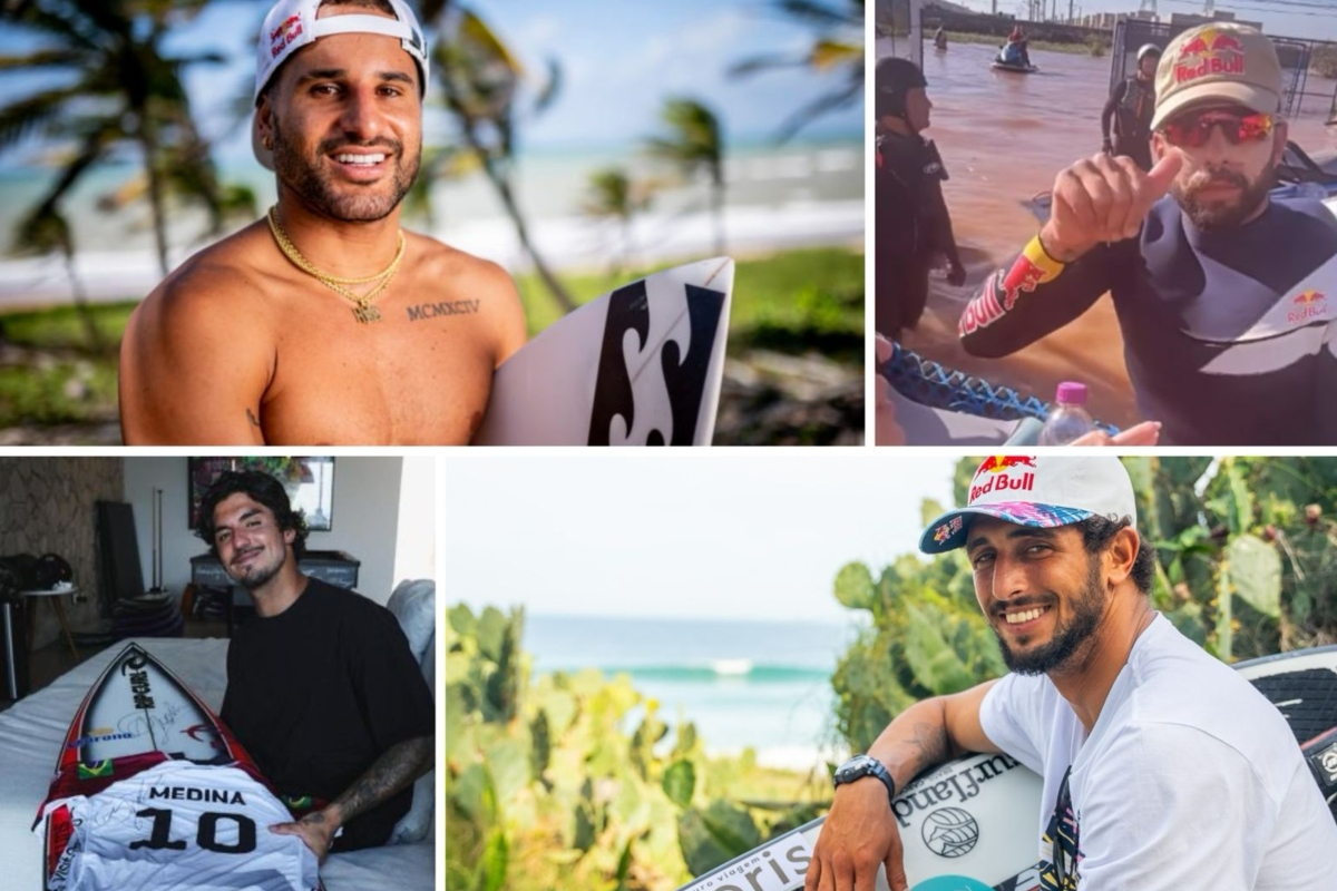 Surfistas Italo Ferreira, Pedro Scooby, Lucas Chumbo e Gabriel Medina