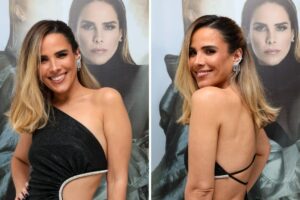 Wanessa de vestido preto decotado