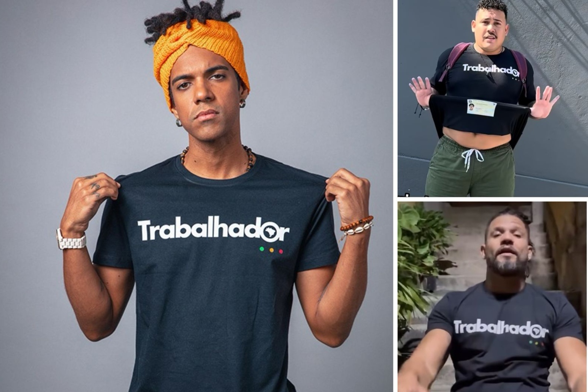 D'Black, Lucas Buda e Juninho - camiseta Afro Reggae